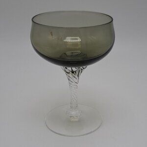 Sasaki Hawthorne Smoke Black Clear Twisted Stem Crystal Cocktail Glass 6 fl oz